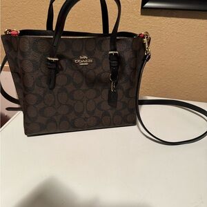Coach Signature Brown and Black Crossbody Bag